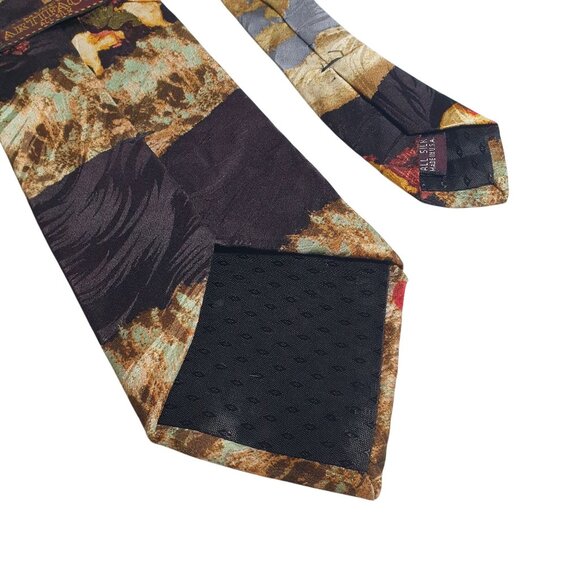 Museum Artifacts All Silk Mens Horse Scene Travelers Vintage Art Necktie Gift - Picture 5 of 5